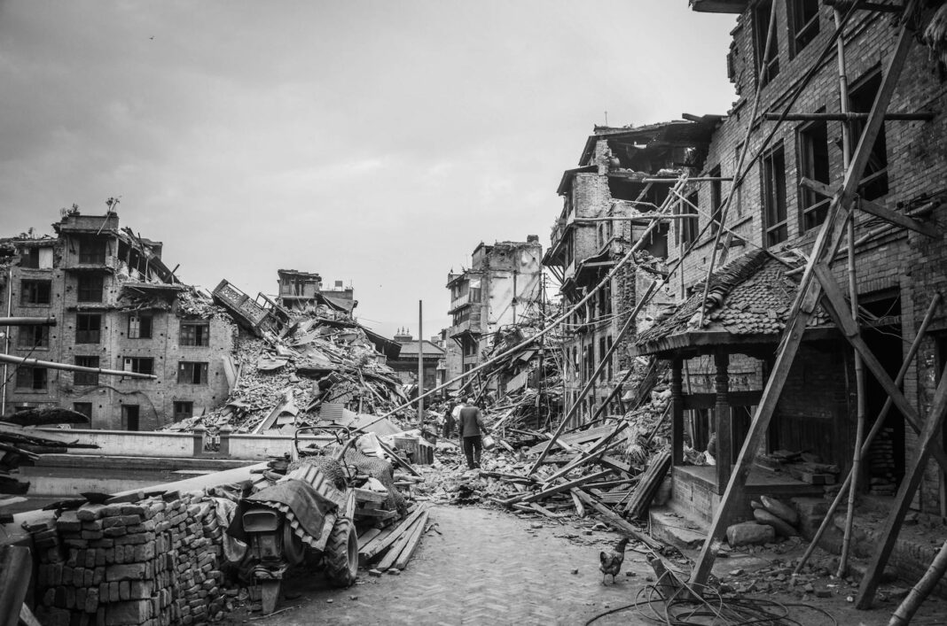 aftermath of an earthquake in bhaktapur