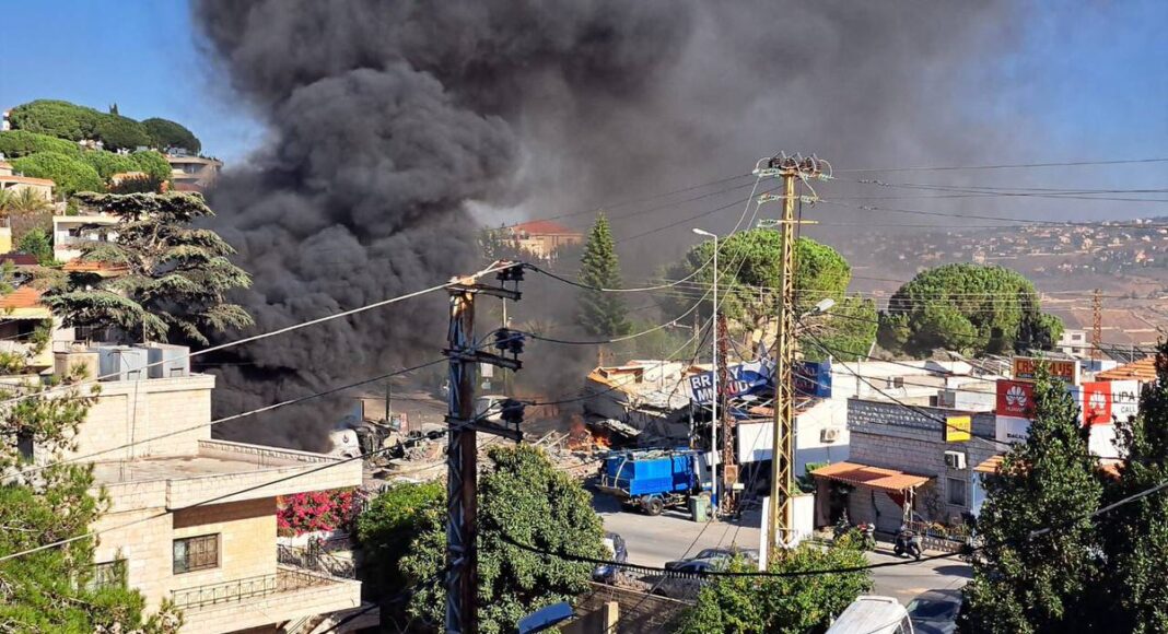 A raid near Hamoud Library - near Tebnin Governmental Hospital