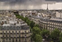 paris, city, cloudy day