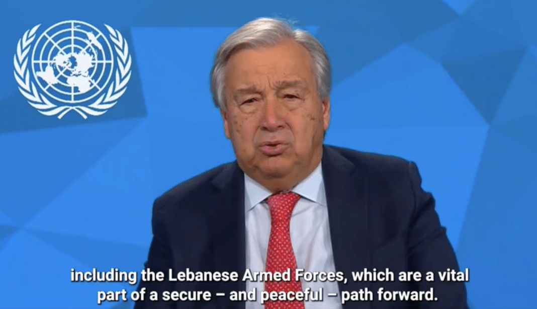 Antonio Guterres exprime son soutien au peuple libanais lors de la conférence de soutien organisée à Paris