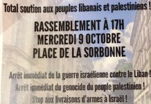Rassemblement à la Sorbonne en soutien aux peuples libanais et palestiniens