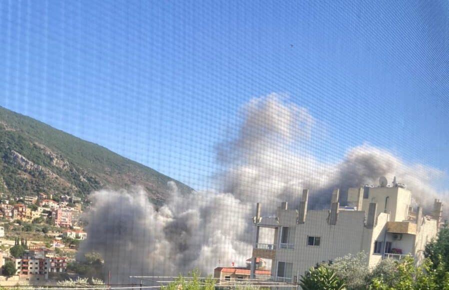 Israeli raid targets the center of the town of Arabsalim, near the mini-football stadium