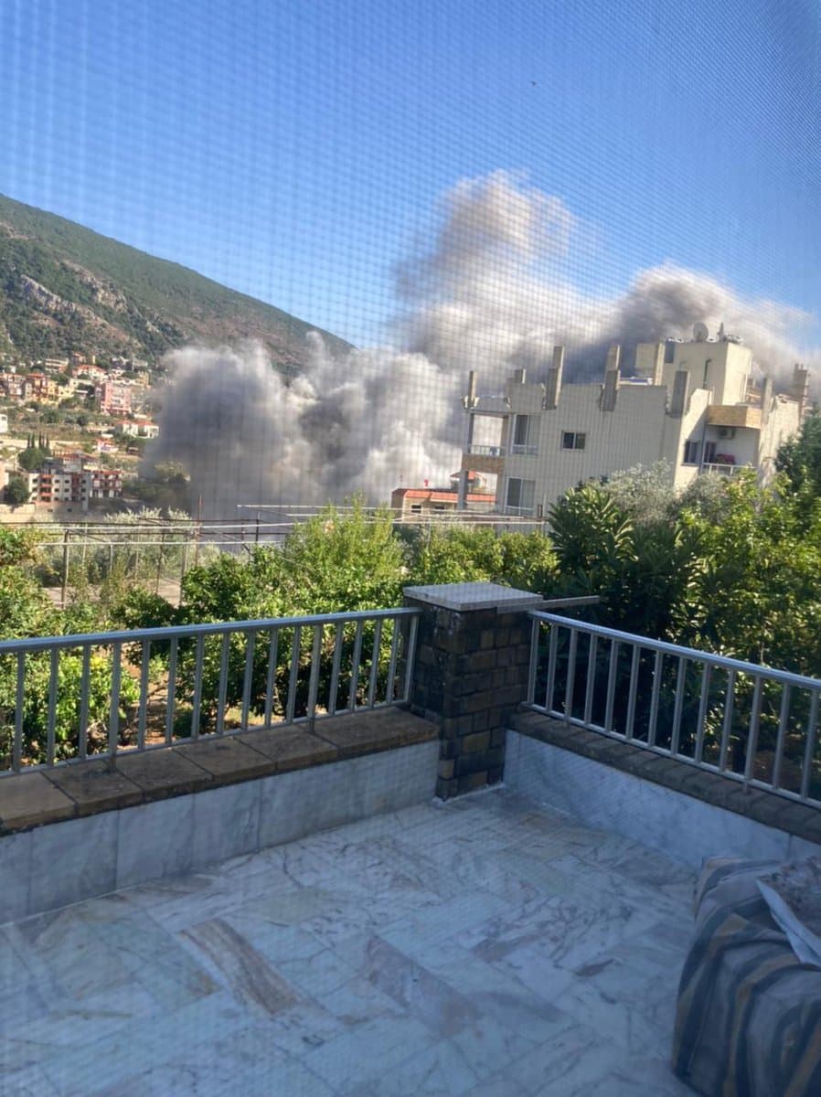 6 p.m. update: Hezbollah fires on Haifa and Israel releases photos purportedly in Maroun el Ras Israeli raid targets the center of the town of Arabsalim, near the mini-football stadium