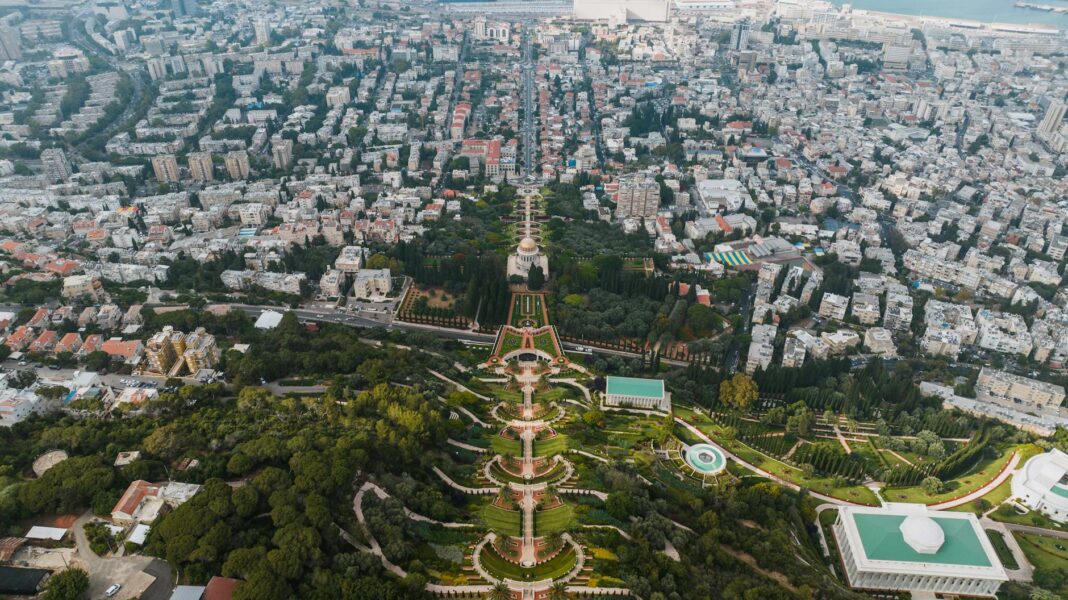 green gardens in cityscape