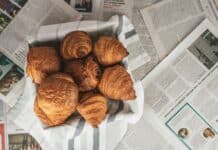 brown bread on white paper