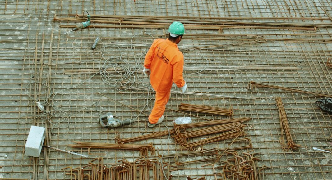 man walking on construction site
