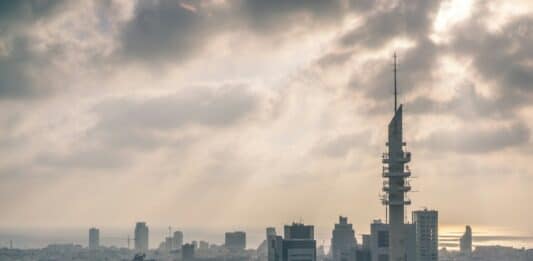 grayscale photo fo city view