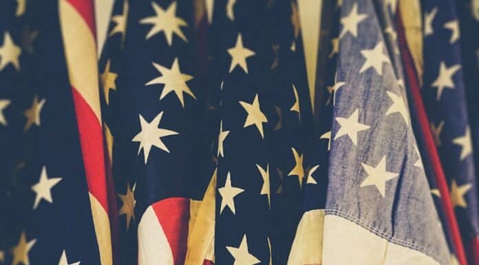 closeup photo of United States of America flag