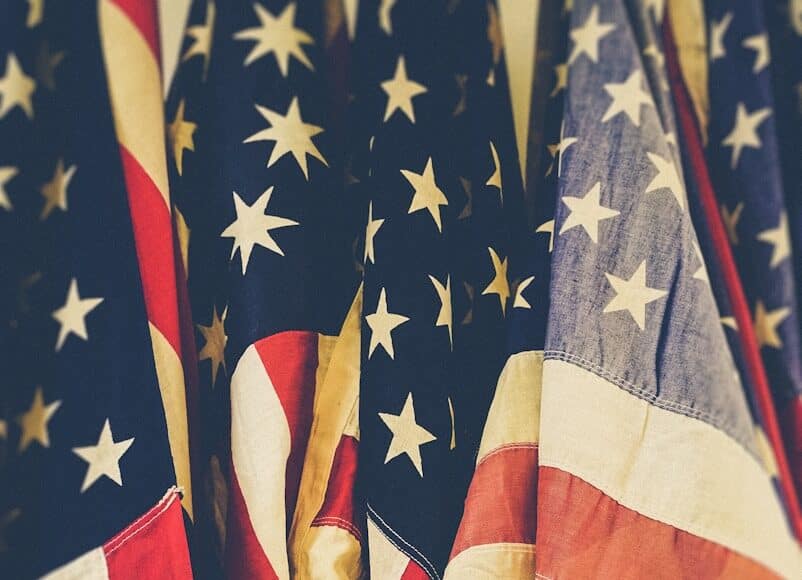 closeup photo of United States of America flag