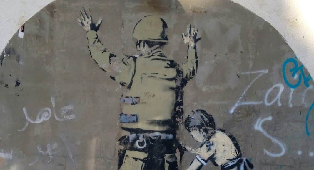 girl and soldier wall graphic