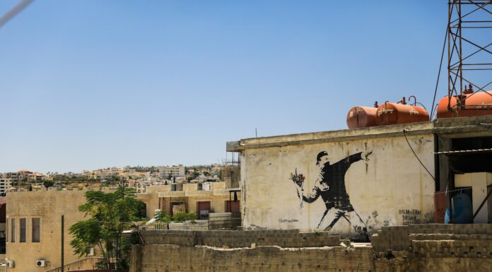 a wall with a mural on it