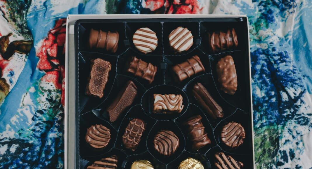 assorted chocolates in box