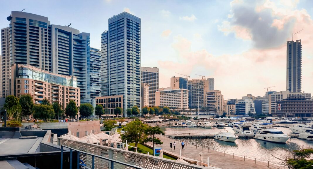a view of a harbor with boats in the water