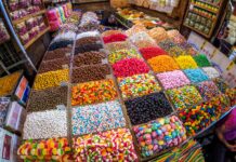 a large display of candy