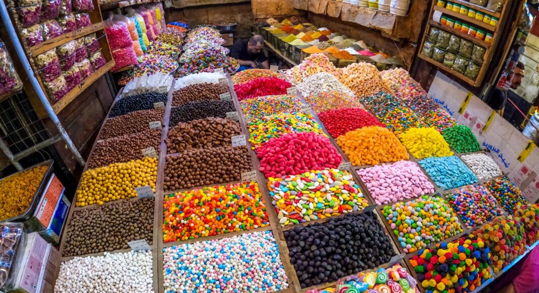 a large display of candy