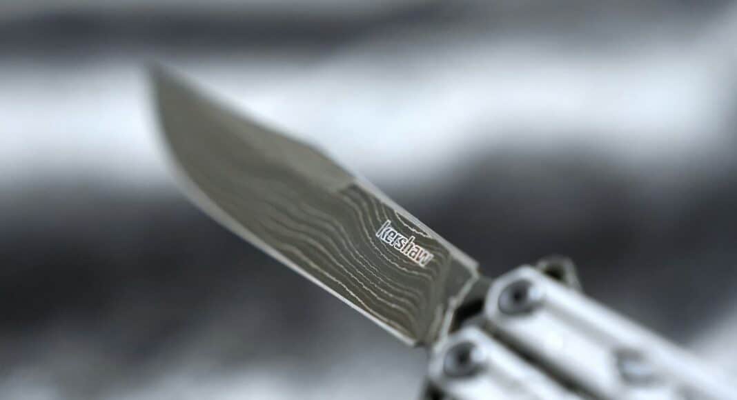 A close up of a knife on a table