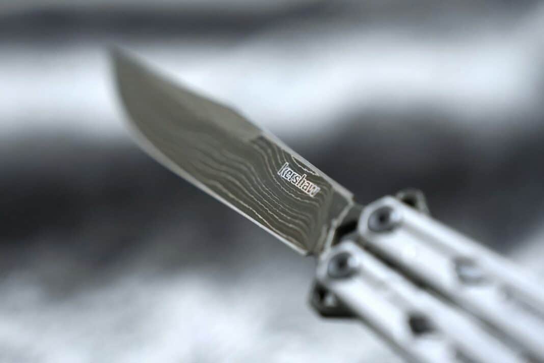 A close up of a knife on a table