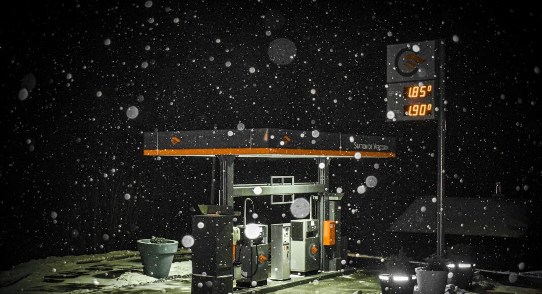 a machine on the snow