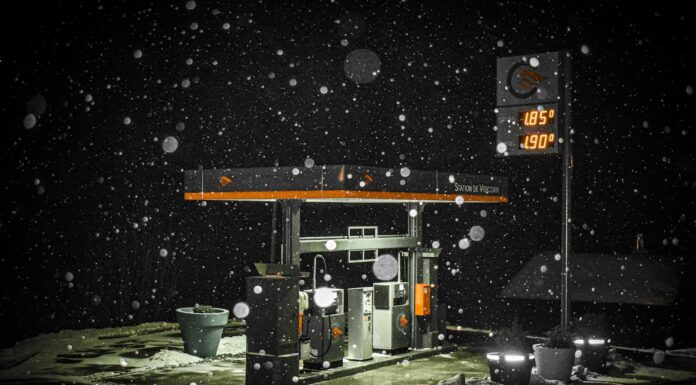 a machine on the snow