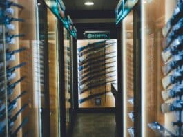 white and black store front