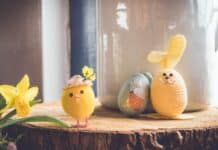 yellow bird plush toy on brown wood