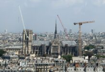 A view of the city of paris from the top of the eiffel tower