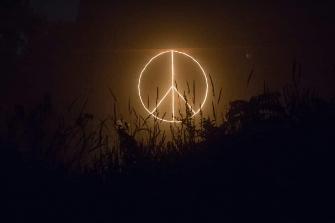 Peace sign logo neon signage