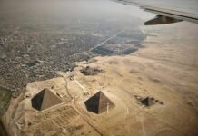 aerial photography of pyramids of Egypt