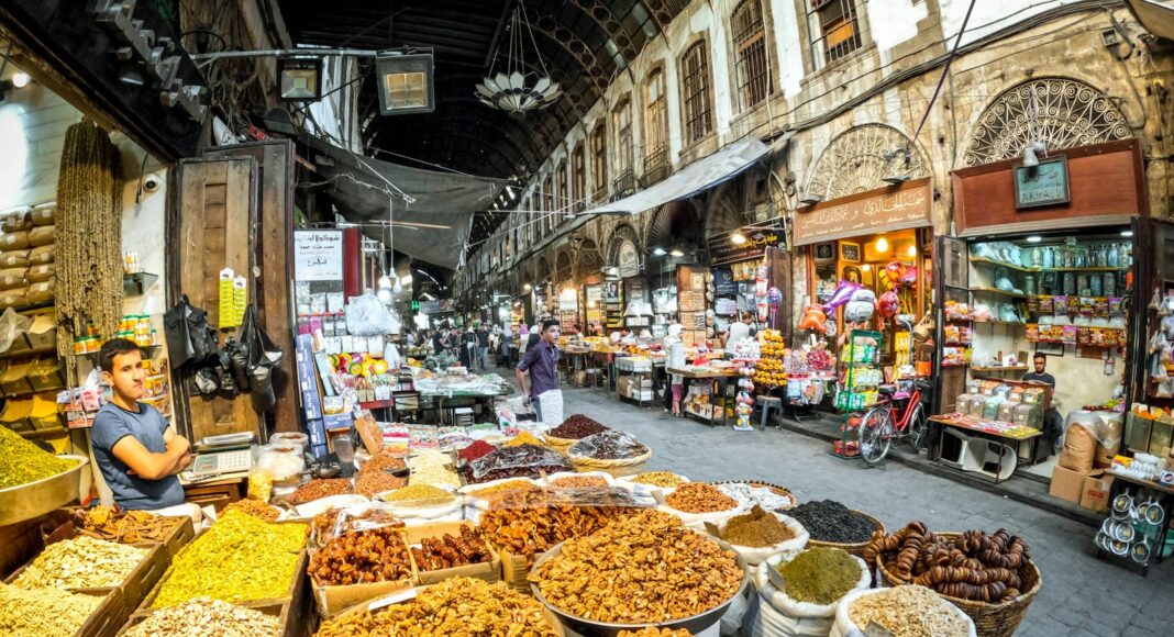 a market with lots of food