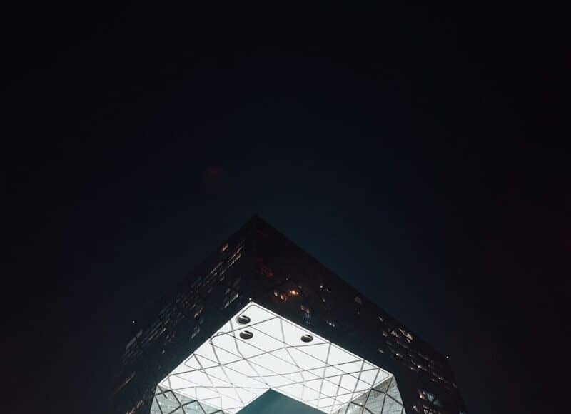 curtain wall building on time lapse photography