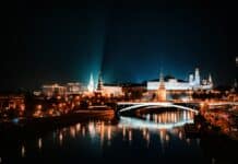 reflection of city lights