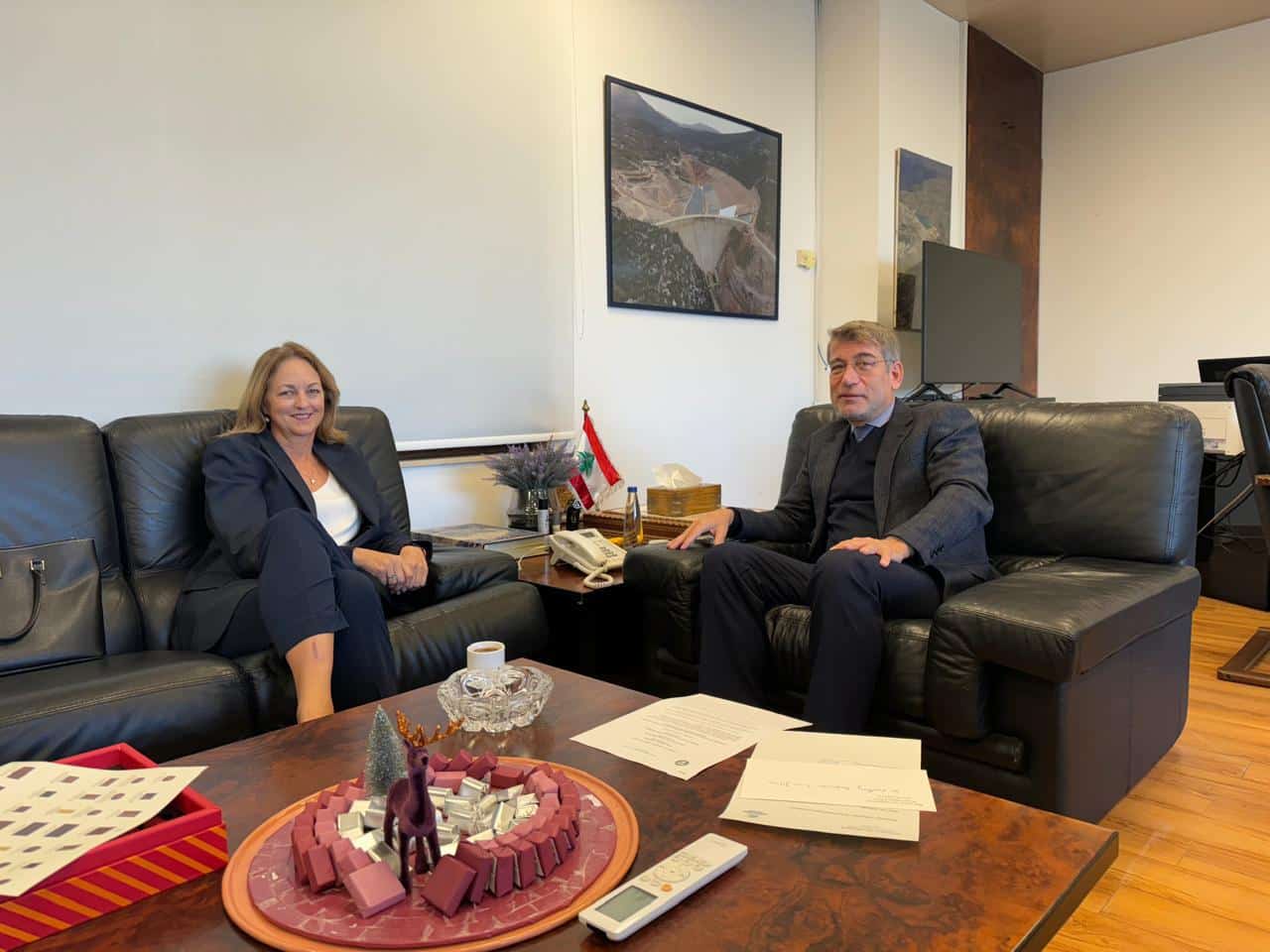 Rencontre entre le ministre Walid Fayad et l’ambassadrice américaine Lisa Johnson à la veille des élections présidentielles