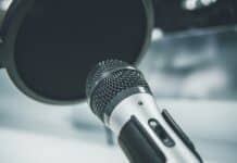 gray and black dynamic microphone with filter