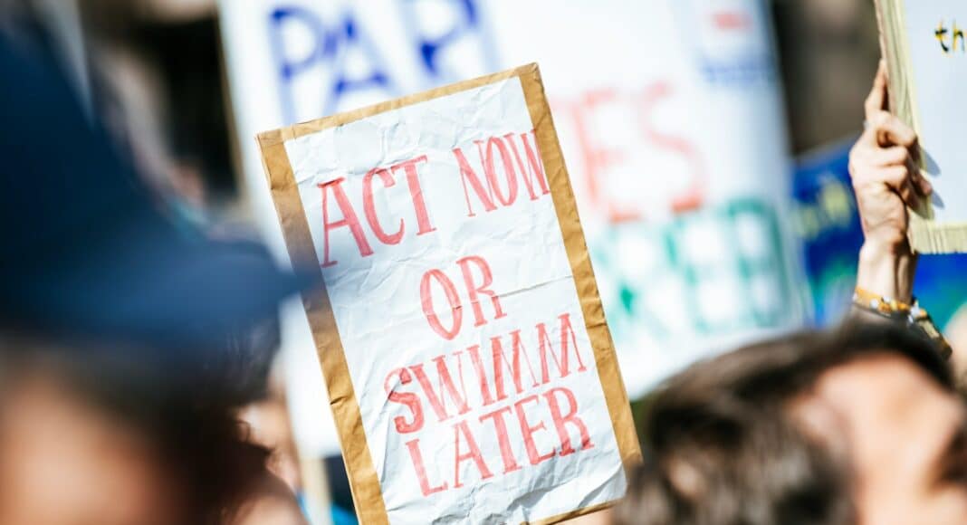 person holding banner