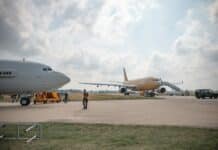 man near airplane