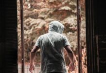 men's gray pullover hooded jacket