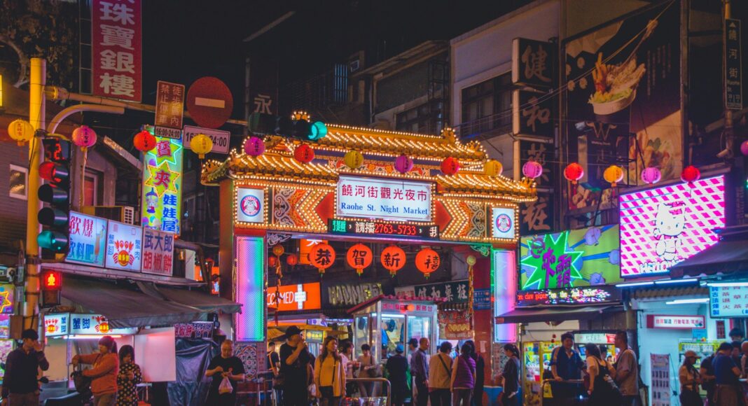 group of people on china town
