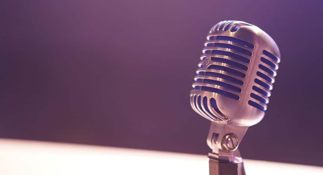 condenser microphone with black background