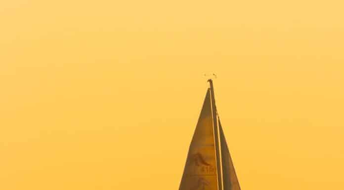 a sailboat in the middle of a body of water