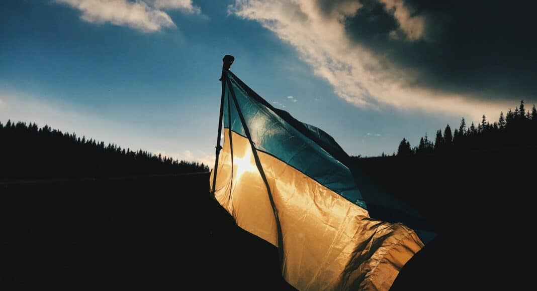 blue and yellow striped country flag