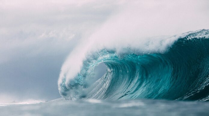 white and blue ocean waves