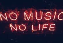 red no music no life signage