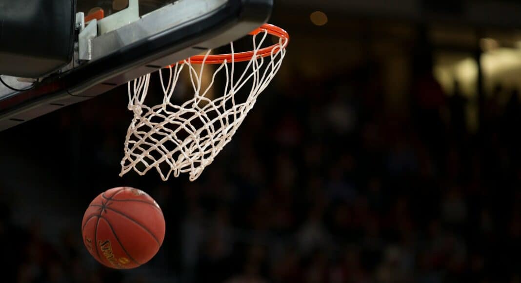 ball under basketball ring