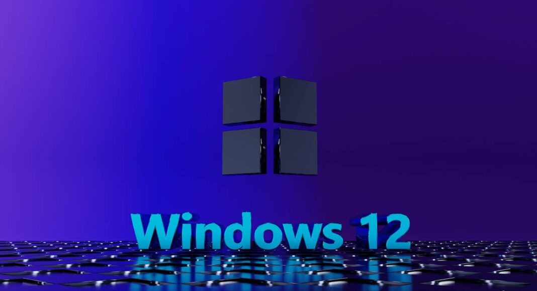 a purple and blue background with the words windows 12 on it