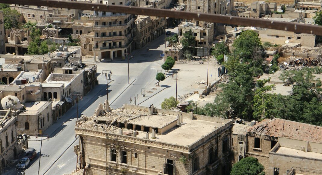 high-angle photography of beige concrete building