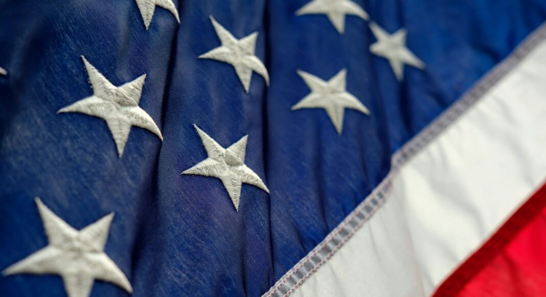 blue, white, and red flag