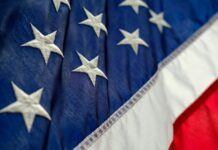 blue, white, and red flag