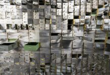 a bunch of metal boxes stacked on top of each other