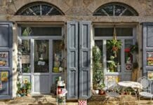gray wooden doors