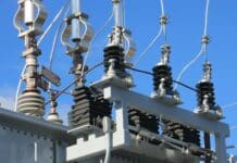 gray transmission tower